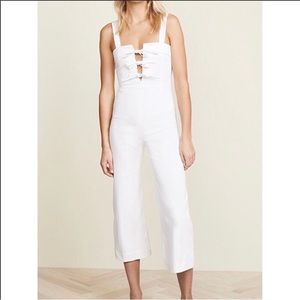 CLAYTON White Denim Jumpsuit Wide Leg Medium